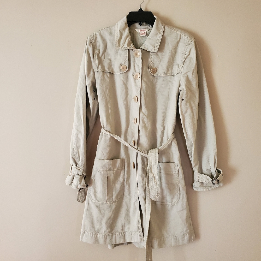 Sundance Cotton Lightweight Trenchcoat Light Grey Belted Collared Size Medium